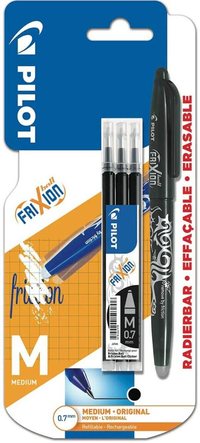 KIT Pilot Frixion Erasable Pen 0,7mm/M & 3 refills