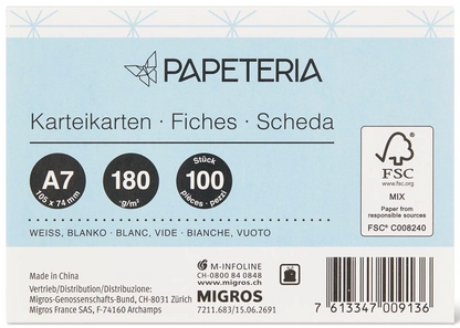 A7 Lined Flashcards (10x7), 100pcs Papeteria